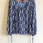 International concepts International Concept INC Mosaic Print Tie Front Long Sleeve Blouse Top Womens L Photo 0