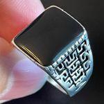 Natural black obsidian S925 silver ring size 8.5 Photo 5