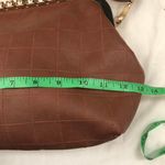 Brown leather shoulder hand bag purse crossbody gold tone accents, crystal rhinestones, kiss lock faux diamond closure Photo 5