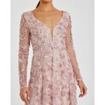 Mac Duggal 70224 Rose Pink Floral Applique Long Sleeve Illusion Gown Size 8 NWT Photo 2