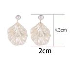 Gold and White Leaf Design Earrings Photo 5