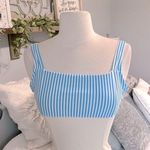 SheIn Bikini Top Sky Blue White Stripe Womens Small Tie Back Photo 0