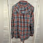L.L. BEAN Women's Scotch Plaid Flannel Shirt Relaxed Zip Hoodie Gray/Multi Photo 2
