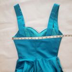 Unique Vintage Turquoise Satin Happily Ever After Pleated Swing Dress size XS Photo 5