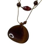 Icing Choker Necklace Brown Stone Pendant Beaded Gold Chain Jewelry u Photo 4