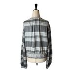 Bella Dahl Shirt Women Large Gray Black Striped V Neck Tie Waist Top Preppy Photo 1