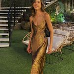 ZARA  dress maxi midi brwown printed casual summer vacation slip satin Photo 6