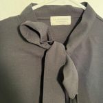 Molly Bracken Lili Sidonio  Button Down Tie Neck Blouse Black Photo 3