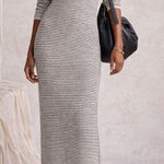 A New Day  Long Sleeve Maxi Sweater Dress Black White Stripe Size Medium Photo 0