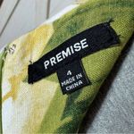 Premise Floral Roses Linen Blend A Line Flare Midi Skirt Lime Green Yellow 4 Photo 9