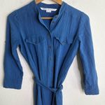 Veronica Beard  Blue Tie Waist Button Down Dress Photo 2