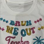 White Graphic Tee with Colorful sequins Photo 1