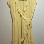 Aritzia Sunday Best Savoy Yellow Ruffle V-Neck Wrap Mini Dress Short Sleeve 10 Photo 5