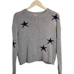 Rails Perci Knit Crewneck Long Sleeve Sweater Light Gray Navy Blue Star Medium Photo 3