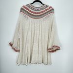 Free People  Embroidered Knit Tunic Top Cream Multi Color Bell Sleeve Boho Size S Photo 8