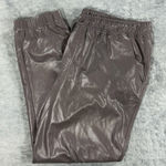 The Reset R Label Vegan Leather Jogger Pants Moto Edgy Downtown Quiet Luxury Brown Size L Photo 0
