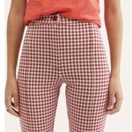 Free People Carnaby Red White Gingham Skinny High Rise Knit Pants 0 Photo 1