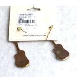 Forever 21 New  Rocker Chic Gold Tone Black Enamel Guitar Hook Dangle Earrings Photo 2
