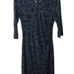 Hugo Boss BOSS  Epona V-Neck Sheath Midi Dress Printed Green Fantasy Medium NWT Photo 2