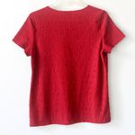 East 5th  Essentials Red Crinkle Smocked Short Sleeve T-Shirt Blouse Large Photo 1