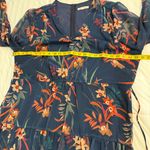Standards & Practices Floral Navy Dress With Long Sheer Sleeves Tie at wrist Size 2X Photo 7