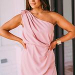 These Three Boutique One Shoulder Tulip Overlay Dress in dusty rose! $48 Photo 1