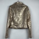 Sunset+Spring Gold Metallic Faux Leather Biker Jacket Size XS Photo 4