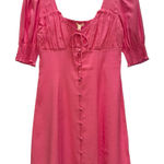 Gianni Bini NWT GB Gianni Bini Bubblegum Pink Button Front Puff Sleeve Mini Dress Small Photo 0