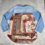 John Mark  Womens Blouse Top Denim Floral Size L Large Photo 9