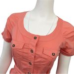 New York And Company New York & Co Belted Four Pockets Short Sleeve Button-Up Top Size S Photo 5