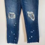 ZARA  High Rise Straight Distressed Raw Hem Jeans 4 Photo 2