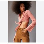 Urban Outfitters  Rachel Plisse Crinkle Tie Front Crop Top Size Small Photo 1