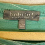 Habitat  Clothes to Live in‎ Blouse Women's Size Large Cotton Stripes Green White Photo 2