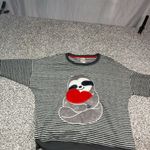 secret treasures Women's XL Sloth Applique Striped Sweatshirt Multicolor Photo 1