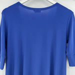 Sympli Tunic Dress Asymmetrical Shark Bite Hem Short Sleeve Stretch Blue Size 10 Photo 4