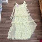 After Six NEW  1529 Bow-Tie Strap Dress w/ tiered  ruffle skirt limeade Size 16R Photo 5