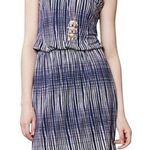 Deletta Anthropologie Janie Jersey Dress Blue Motif White Women’s Medium Photo 0