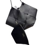 Bob Ore Black Contexture Leather Tote With Removable Suede Compartment Bag Photo 4