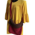 Hand Knit Crossbody Bag Brown Burgundy Boho Slouchy Women’s Purse Festival Photo 1