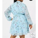 Torrid Cosmic Clipdot Blouson Sleeve Mock Neck Mini Skater Dress 2X Women’s Blue Photo 5