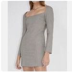 ZARA  Mini Shift Dress Brown Plaid Long Sleeve Square Neck Business Casual Sz M Photo 1