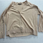 Quince Lightweight Knit V-Neck Button Front Cardigan Sweater Women's XL Beige Photo 0