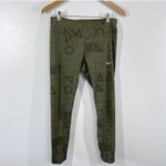 Nike  Dri-Fit Olive Geometric Print Leggings Women's Medium High Rise‎ Activewear Photo 2