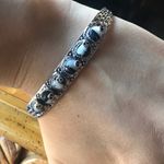 Natural White Buffalo Sterling Silver Snake Bracelet Black Photo 7