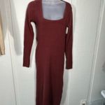 ASOS  Knit Maroon Square Neckline Long Sleeve Sweater Dress Size 6 NWOT Photo 1