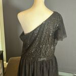 Women’s Black One Shoulder Short Sparkly Bodice Party Dress Zip Up Size XL Photo 4