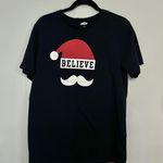 Old Navy Navy Blue Santa Believe Christmas Holiday Tshirt Short Sleeve Photo 0