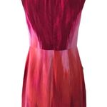 BETH BOWLEY Ombre Silk Dress Sheath Red Boat Neck Short Sleeves Pockets 8 NWT Photo 2