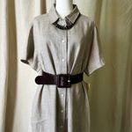 Vintage 90s Andrea Viccaro 100% Linen Maxi Shirt Dress NWT Tan Gray XL Photo 7
