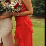 Alice + Olivia Red Laverne Asymmetrical Ruffle Maxi Dress Photo 2